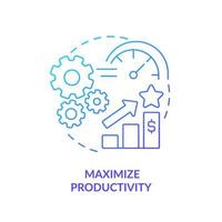 Maximize productivity blue gradient icon. Machine industry. Purposes of lean manufacturing abstract idea thin line illustration. Isolated outline drawing. vector