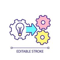 Implementing entrepreneurial ideas RGB color icon. Generate new solutions for business. Development process. Isolated vector illustration. Simple filled line drawing. Editable stroke.