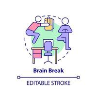 Brain break concept icon. Physical activity for rest. Education trend abstract idea thin line illustration. Isolated outline drawing. Editable stroke. vector