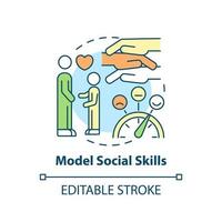 Model social skills concept icon. Positive behavior strategy. Trauma informed teaching abstract idea thin line illustration. Isolated outline drawing. Editable stroke. vector