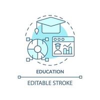 Education turquoise concept icon. Big data application abstract idea thin line illustration. Improve academic performance. Isolated outline drawing. Editable stroke. vector