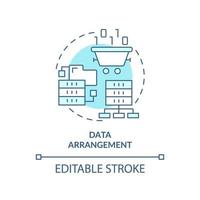 Data arrangement turquoise concept icon. Sorting large dataset abstract idea thin line illustration. Computer system. Isolated outline drawing. Editable stroke. vector