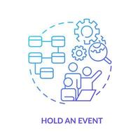 Hold event blue gradient icon. Team project. Machine industry. Value stream mapping best practice abstract idea thin line illustration. Isolated outline drawing. vector