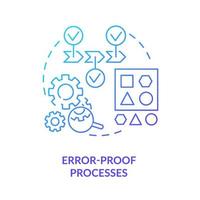 Error proof processes blue gradient icon. Prevent fails. Machine industry. Lean manufacturing principle abstract idea thin line illustration. Isolated outline drawing. vector