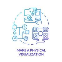 Make physical visualization blue gradient icon. Machine industry. Value stream mapping best practice abstract idea thin line illustration. Isolated outline drawing. vector