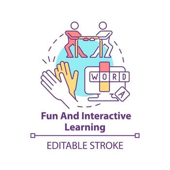 Fun and interactive learning concept icon. Benefit of gamification. Education trend abstract idea thin line illustration. Isolated outline drawing. Editable stroke. vector