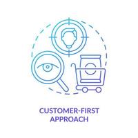 Customer first approach blue gradient icon. Machine industry. Lean manufacturing principle abstract idea thin line illustration. Isolated outline drawing. vector