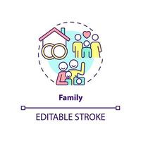 Family concept icon. Group of people. Parents and child. Social institution abstract idea thin line illustration. Isolated outline drawing. Editable stroke. vector