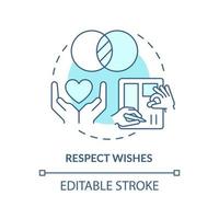 Respect wishes turquoise concept icon. Build healthy relationships abstract idea thin line illustration. Compromising. Isolated outline drawing. Editable stroke vector