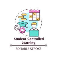 Student controlled learning concept icon. Student centered method. Education trend abstract idea thin line illustration. Isolated outline drawing. Editable stroke. vector