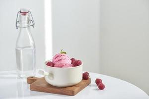 Frozen yogurt dessert with cherries photo