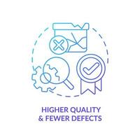 Higher quality and fewer defects blue gradient icon. Machine industry. Advantage of one-piece flow abstract idea thin line illustration. Isolated outline drawing. vector