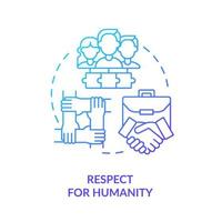 Respect for humanity blue gradient icon. Respecting people. Machine industry. Lean manufacturing principle abstract idea thin line illustration. Isolated outline drawing. vector
