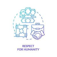 Respect for humanity blue gradient icon. Respecting people. Machine industry. Lean manufacturing principle abstract idea thin line illustration. Isolated outline drawing. vector