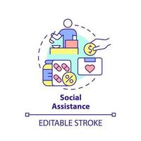 Social assistance concept icon. Payments and subsidies. Social protection abstract idea thin line illustration. Isolated outline drawing. Editable stroke. vector