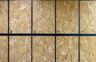 locker OSB plywood or Oriented Strand Board, is recycled material from waste wood. photo