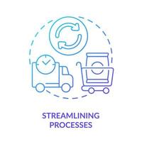 Streamlining processes blue gradient icon. Machine industry. Lean manufacturing principles abstract idea thin line illustration. Isolated outline drawing. vector