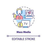 Mass media concept icon. Large audience communication. Social institution abstract idea thin line illustration. Isolated outline drawing. Editable stroke. vector