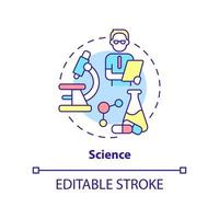 Science concept icon. Knowledge explanations and predictions. Social institution abstract idea thin line illustration. Isolated outline drawing. Editable stroke. vector