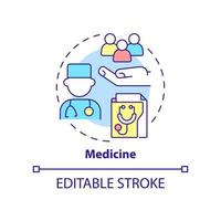 Medicine concept icon. Diagnose and prevent illness. Social institution abstract idea thin line illustration. Isolated outline drawing. Editable stroke. vector