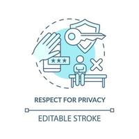 Respect for privacy turquoise concept icon. Image of healthy relationships abstract idea thin line illustration. Isolated outline drawing. Editable stroke vector