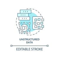 Unstructured data turquoise concept icon. Big data type abstract idea thin line illustration. Unorganized storage systems. Isolated outline drawing. Editable stroke. vector