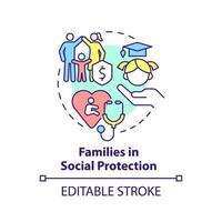 Families in social protection concept icon. Social protection activity abstract idea thin line illustration. Isolated outline drawing. Editable stroke. vector