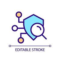 Security scan pixel perfect RGB color icon. Detecting system weaknesses. Searching vulnerabilities, defects. Isolated vector illustration. Simple filled line drawing. Editable stroke.