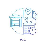 Pull blue gradient icon. Eliminate overproduction. Machine industry. Lean manufacturing key principle abstract idea thin line illustration. Isolated outline drawing. vector