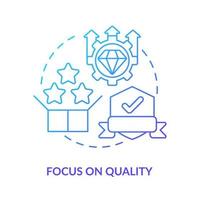 Focus on quality blue gradient icon. Perfect output. Machine industry. Lean manufacturing principle abstract idea thin line illustration. Isolated outline drawing. vector