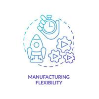 Manufacturing flexibility blue gradient icon. Advantage of one-piece flow in manufacturing abstract idea thin line illustration. Isolated outline drawing. vector