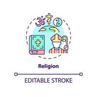 Religion concept icon. Belief and worship. Social-cultural system. Social institution abstract idea thin line illustration. Isolated outline drawing. Editable stroke. vector