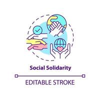 Social solidarity concept icon. Cohesion and cooperation. Institutions advantage abstract idea thin line illustration. Isolated outline drawing. Editable stroke. vector