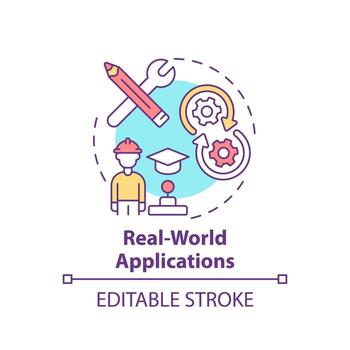 Real world applications concept icon. Gamification benefit for students education abstract idea thin line illustration. Isolated outline drawing. Editable stroke. vector