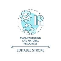 Manufacturing and natural resources turquoise concept icon. Big data application abstract idea thin line illustration. Isolated outline drawing. Editable stroke. vector