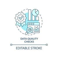 Data quality checks turquoise concept icon. Data mining process abstract idea thin line illustration. Identify anomalies. Isolated outline drawing. Editable stroke. vector