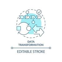 Data transformation turquoise concept icon. Data mining process abstract idea thin line illustration. Changing format. Isolated outline drawing. Editable stroke. vector