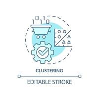 Clustering turquoise concept icon. Data mining technique abstract idea thin line illustration. Data segmentation. Isolated outline drawing. Editable stroke. vector