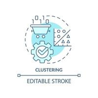 Clustering turquoise concept icon. Data mining technique abstract idea thin line illustration. Data segmentation. Isolated outline drawing. Editable stroke. vector