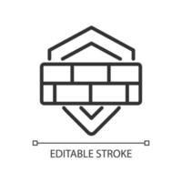 Firewall pixel perfect linear icon. Network security system. Monitor internet traffic. Thin line illustration. Contour symbol. Vector outline drawing. Editable stroke.