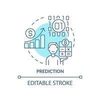 Prediction turquoise concept icon. Data mining technique abstract idea thin line illustration. Statistical method. Isolated outline drawing. Editable stroke. vector