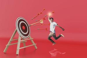 Darts target. Success Business Concept. Target hit in center by arrows, future technology Success Business Concept Target hit in center by arrow Darts target. Success Business Concept photo