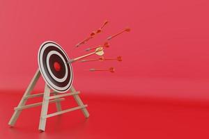 Darts target. Success Business Concept. Target hit in center by arrows, future technology Success Business Concept Target hit in center by arrow Darts target. Success Business Concept photo