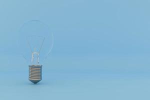 Idea light bulb on blue flat lay Template Edison retro light bulb for glowing Isolated object transparent background photo