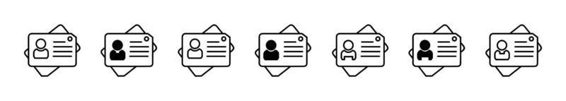 conjunto de iconos de tarjeta de identificación, símbolo de tarjeta de identificación de licencia de conducir, ilustración de vector de identidad en el concepto de negocio de licencia de conducir.