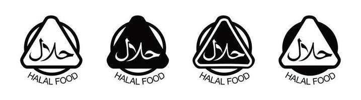 conjunto de iconos halal emblema del producto ilustración vectorial. conjunto de etiquetas de productos alimenticios halal, etiqueta de certificado de signo halal vectorial. vector