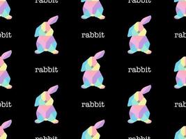 Rabbit cartoon character seamless pattern on black background vector