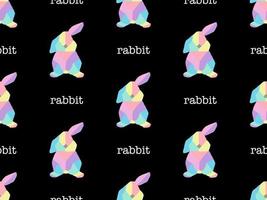 Rabbit cartoon character seamless pattern on black background vector