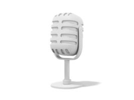 Retro Microphone. Minimalist cartoon. White icon on white background. 3D rendering. photo