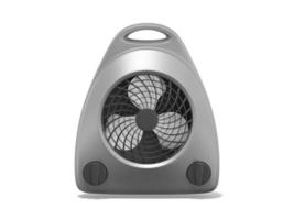 representación 3d calentador de ventilador gris realista aislado sobre fondo blanco. vista frontal. foto